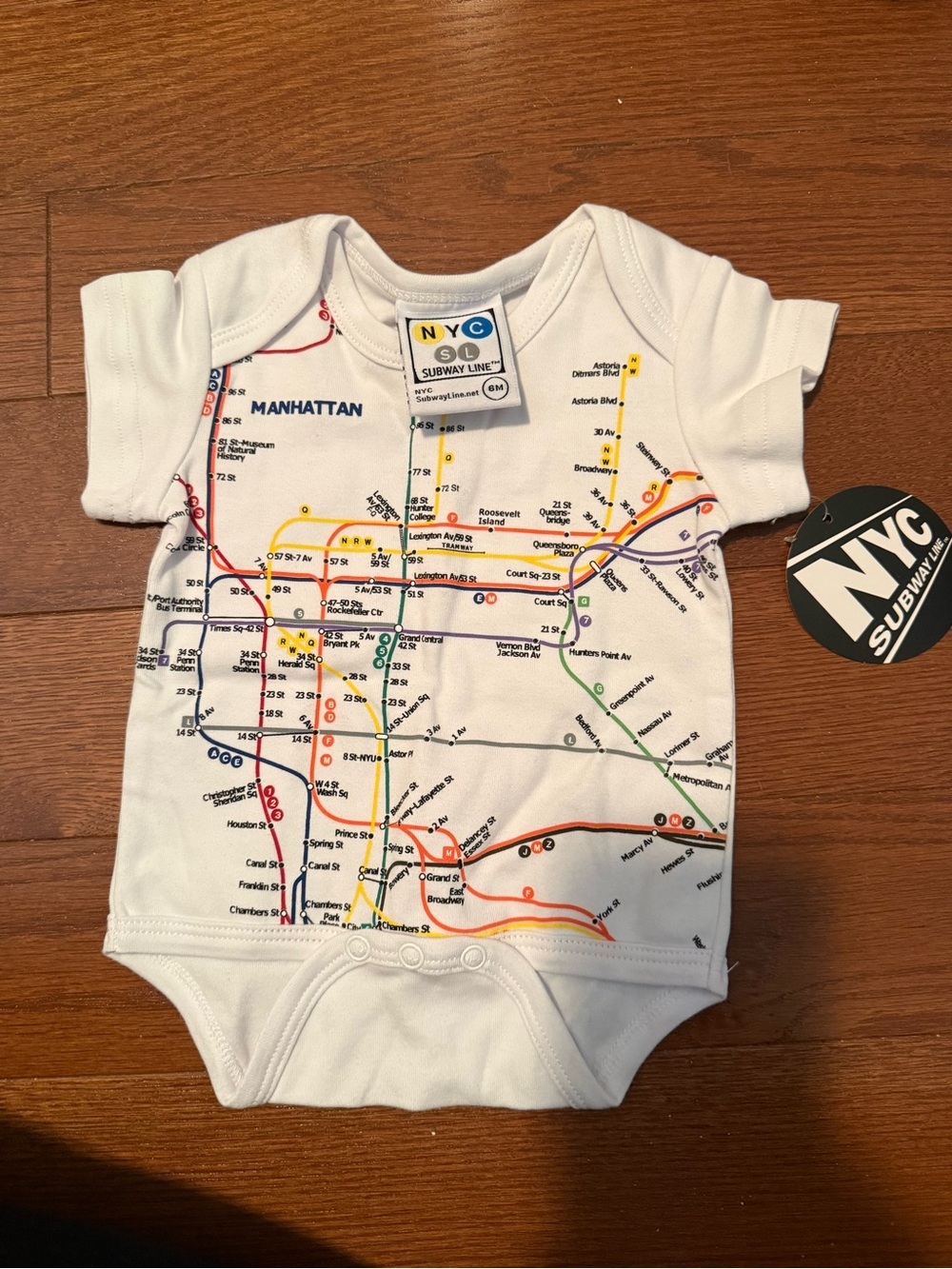 Manhattan Subway Map Onesie White 6M new